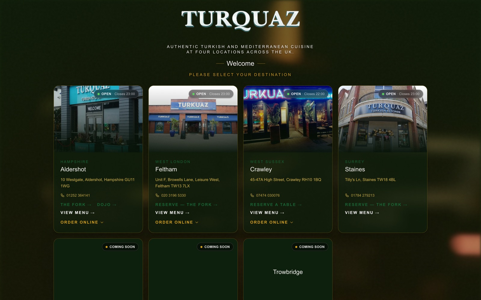 Turquaz restaurant group website